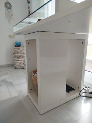 Escritorio cristal y madera blanco