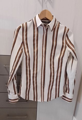 Camisa Zara T.S Rayas Marrón y Blanca