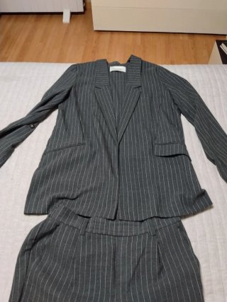 Traje chaqueta gris pinstripe