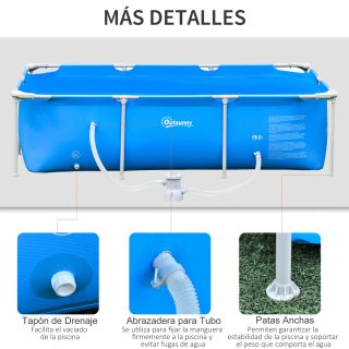 Piscina Desmontable Outsunny 252x152x65 cm