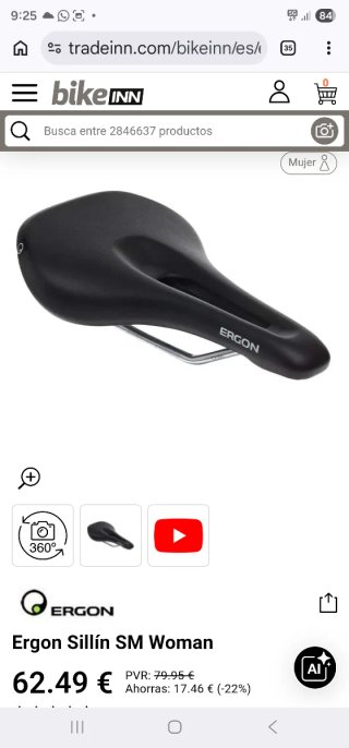 Sillín Ergon Sport SM 10 women Negro