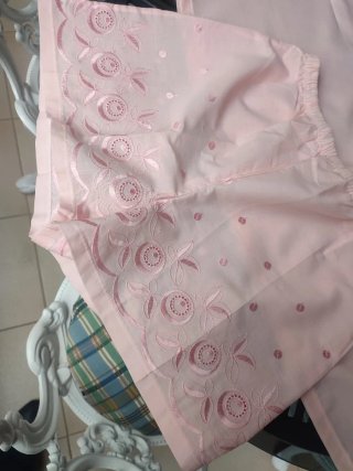 Camisón 2 piezas rosa bordado