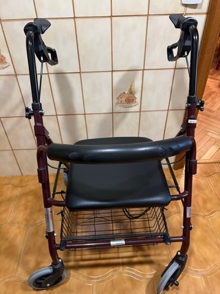 Andador con asiento y cesta