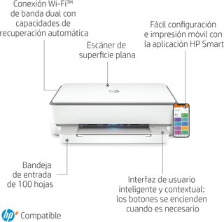 Impresora HP Envy 6020e Multifunción Blanca