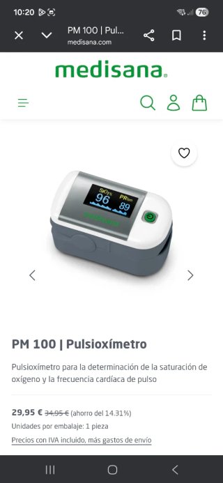 Oximetro pulsiometro Medisana PM 100 NUEVO