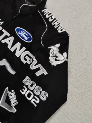 JH Design Jacket Black Racing Mustang Ford Bomber