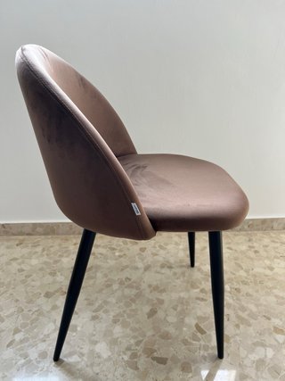 Set 4 sillas comedor terciopelo marrón sklum