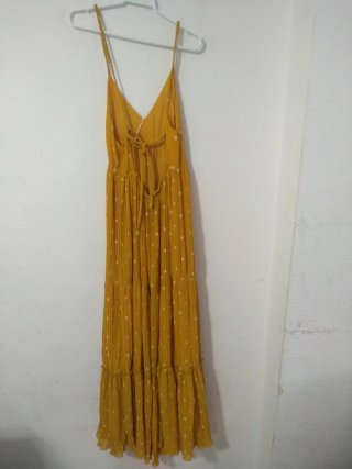 Vestido largo Sezane amarillo lunares