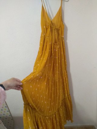 Vestido largo Sezane amarillo lunares