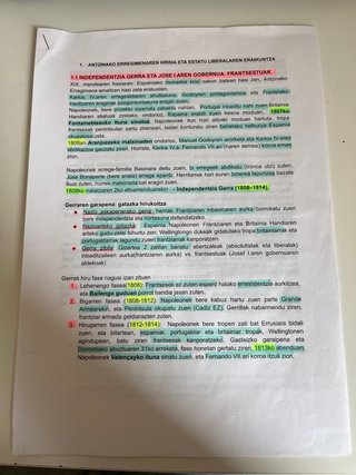 Temario Historia de España Euskaraz, 2° bachiller