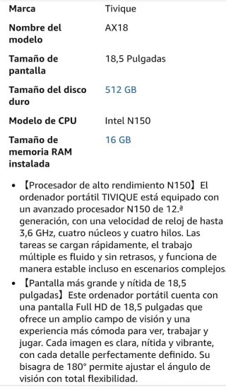 Portátil Tivique 18.5 FHD IPS