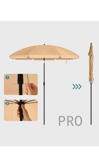 Parasol 160 cm, Sun Protection, UPF 50+, Beach Umbrella, 30°