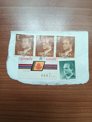 Lote 4 sellos España 12 PTA y 2 pesetas