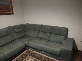 Sofá rinconera verde tela