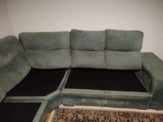 Sofá rinconera verde tela