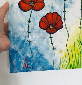 Quadro papaveri fatto a mano Nuovo