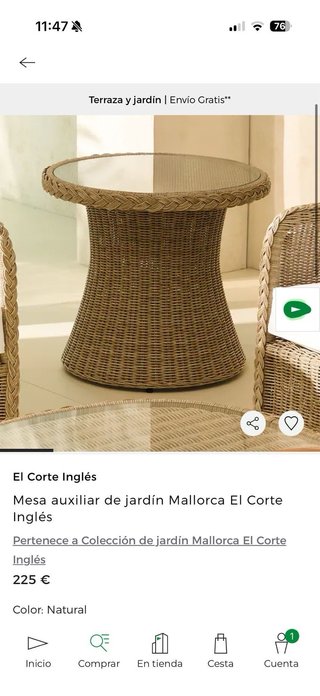 Conjunto Terraza El Corte Inglés Mimbre