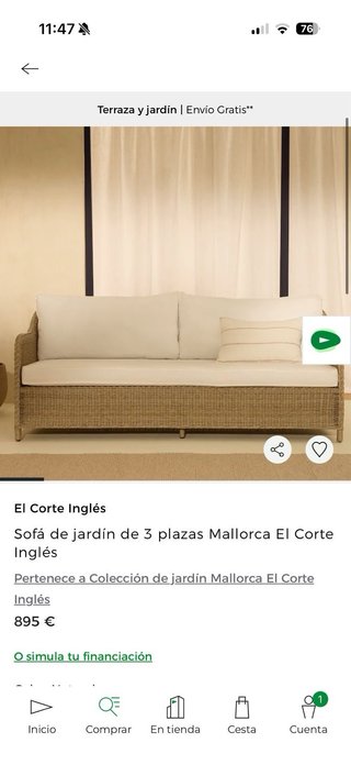 Conjunto Terraza El Corte Inglés Mimbre