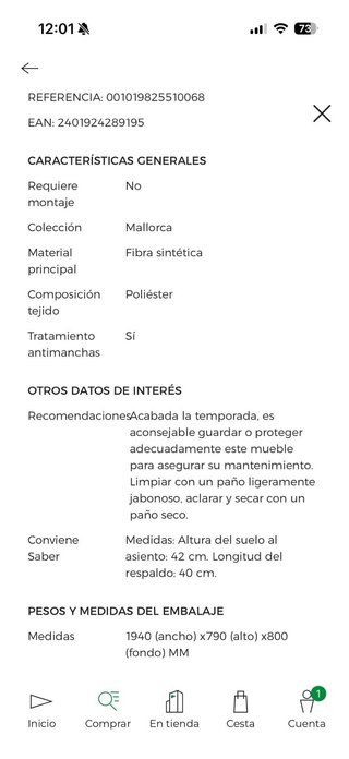 Conjunto Terraza El Corte Inglés Mimbre