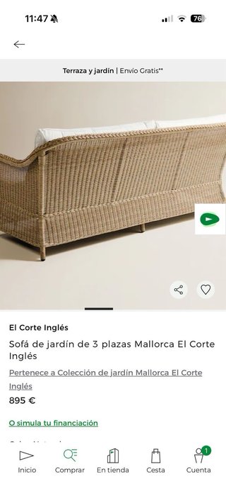 Conjunto Terraza El Corte Inglés Mimbre