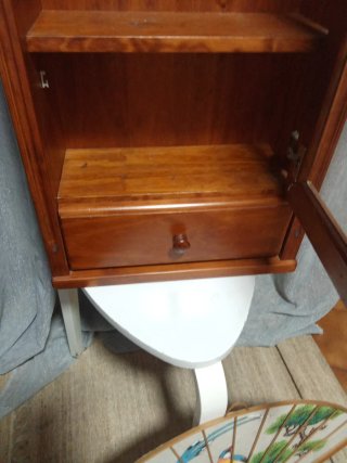 Mueble auxiliar madera con cristal y cajón