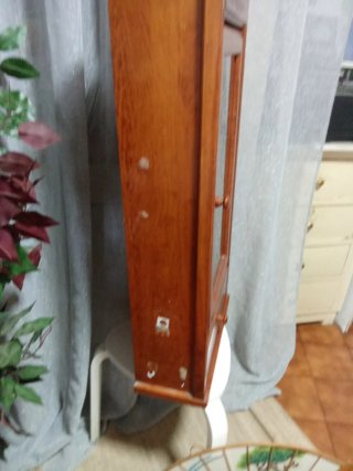Mueble auxiliar madera con cristal y cajón