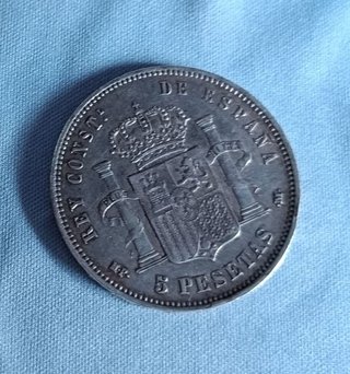 5 Pesetas Alfonso XIII 1889 Plata 900 Pelón
