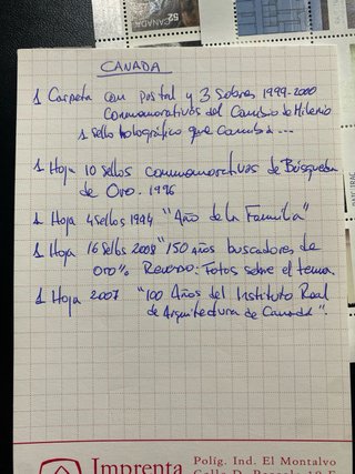 Lote sellos y sobres filatelia Canadá 1994-2008