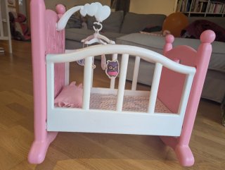 Cuna cama mecedora juguete para muñecas rosa