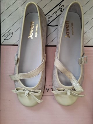 Zapatos comunión niña blanco y amarillo