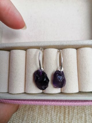 Pendientes Plata Ley Amatista Natural