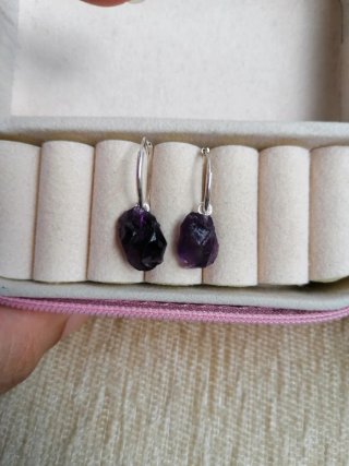 Pendientes Plata Ley Amatista Natural