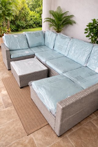 Mueble de jardín en U de ratán