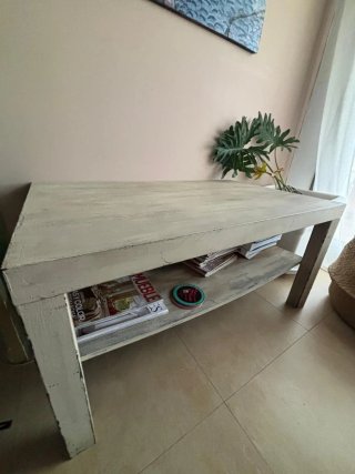 Mueble vitrina + mueble TV + mesa auxiliar