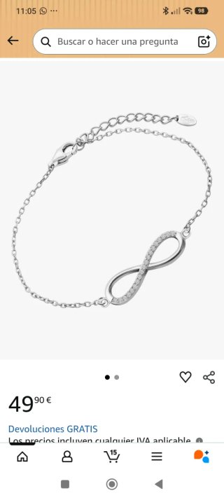 Pulsera nueva Lotus Silver Infinito Plata 1ª Ley