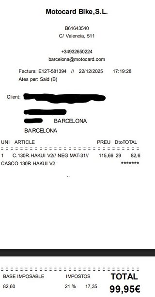 Casco Moto 130R Hakui (6 meses)