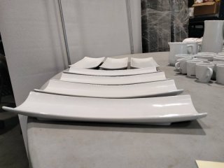 Lote 7 Bandejas Porcelana Blancas curvas