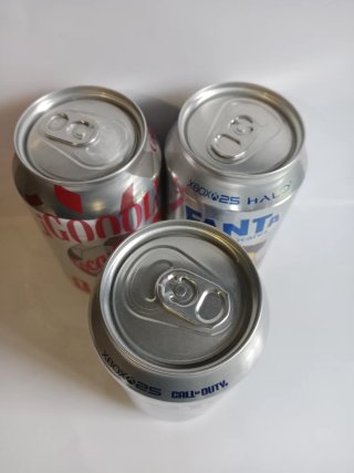 Lote 3 latas plateadas Coca-Cola e Fanta Xbox 25