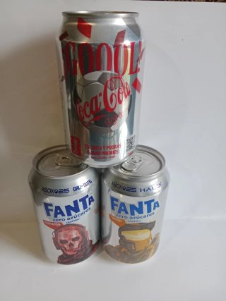 Lote 3 latas plateadas Coca-Cola e Fanta Xbox 25