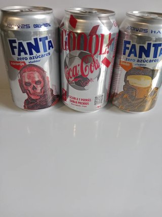 Lote 3 latas plateadas Coca-Cola e Fanta Xbox 25