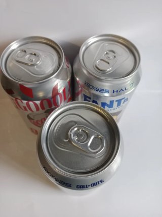 Lote 3 latas plateadas Coca-Cola e Fanta Xbox 25