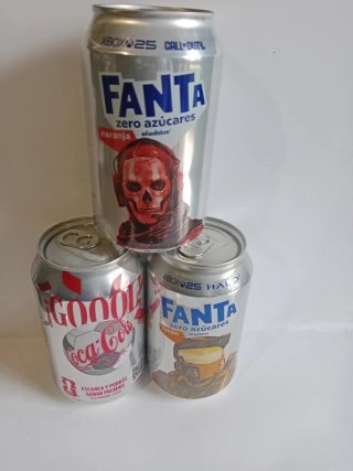 Lote 3 latas plateadas Coca-Cola e Fanta Xbox 25