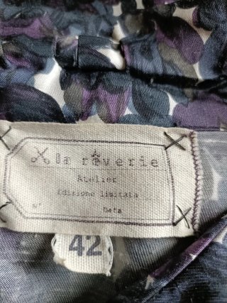 Blusa vintage con fiocco grigio/viola