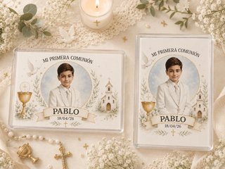 Imán comunión personalizado niño acrílico