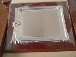 Placa madera y metal plateado ( 47 )