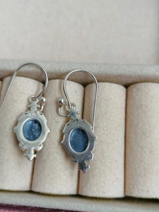 Pendientes Plata Ley Cianita Azul