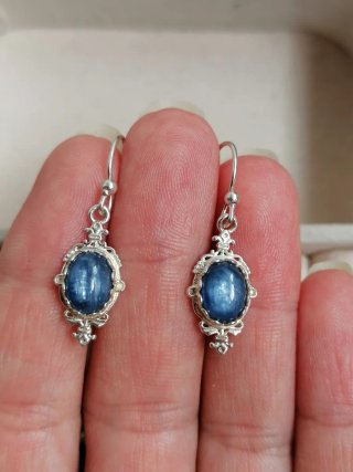 Pendientes Plata Ley Cianita Azul