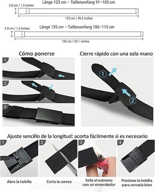 Cinturón trenzado marrón hebilla metálica NUEVO