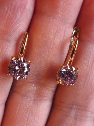 Pendientes Oro 18k con Circonita Rosa