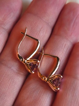 Pendientes Oro 18k con Circonita Rosa